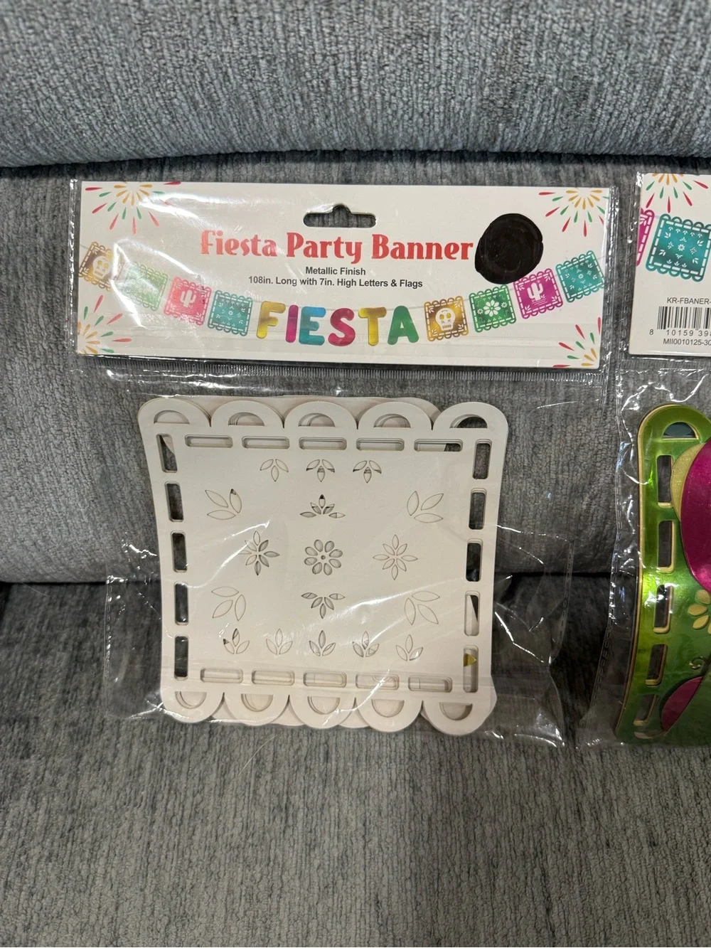 Fiesta Metallic Green and Pink Letter and flag Banner